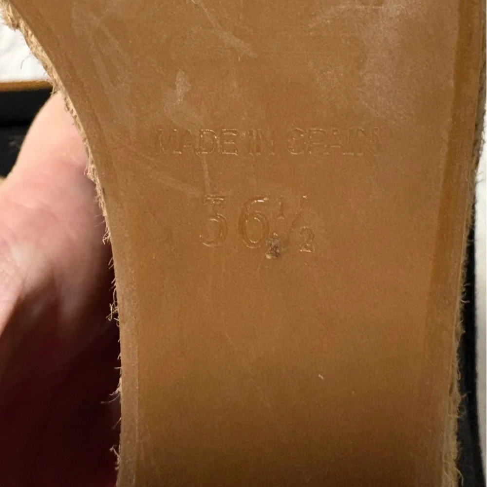 Tory Burch Majorca Canvas Black and Tan Wedges - Picture 8 of 9